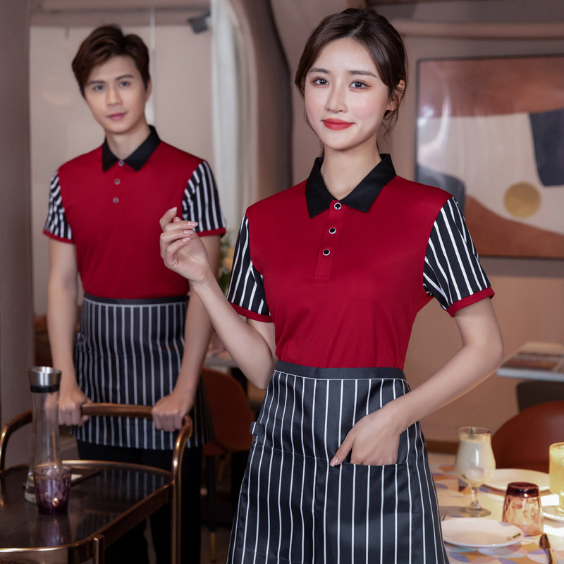 餐厅服务员工作服短袖衬衫女 小龙虾大排档汉堡奶茶火锅店工装t恤