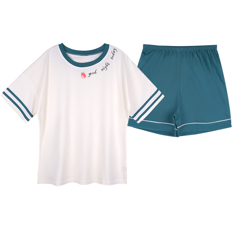 兰秀美旗舰店情侣睡衣夏季纯棉睡衣男夏家居服两件套睡衣女夏季薄款可外穿套装3