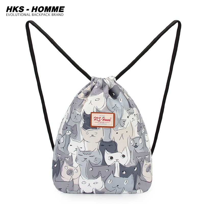 束口袋女ins休闲 hkshomme双肩背包