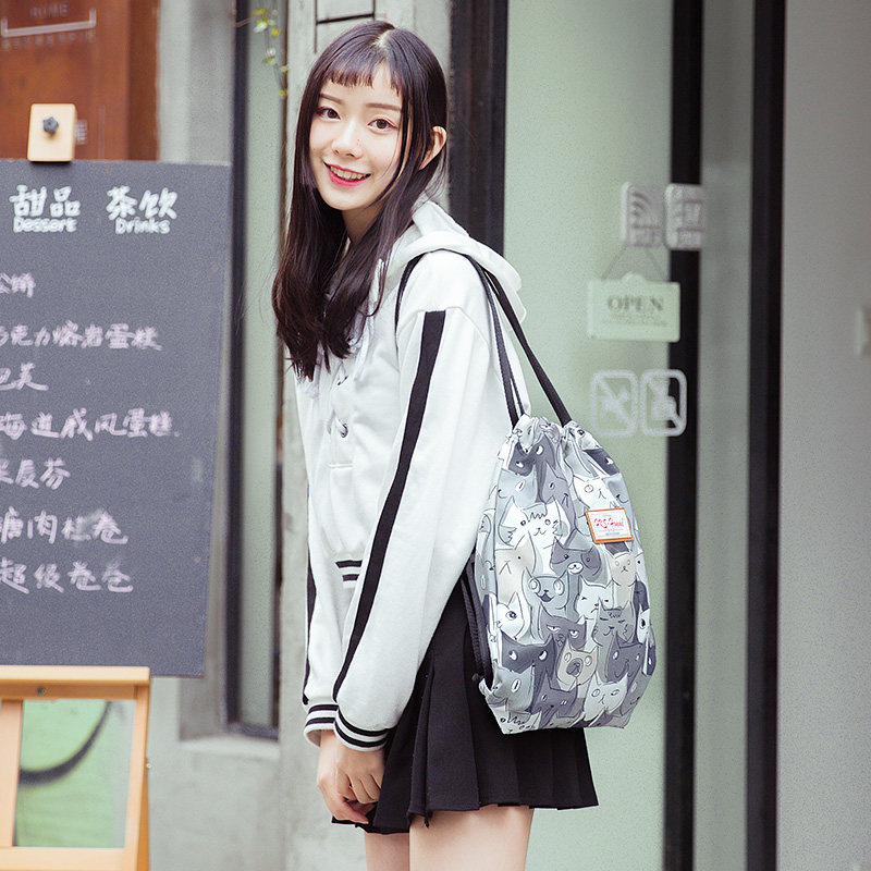 束口袋女ins休闲 hkshomme双肩背包