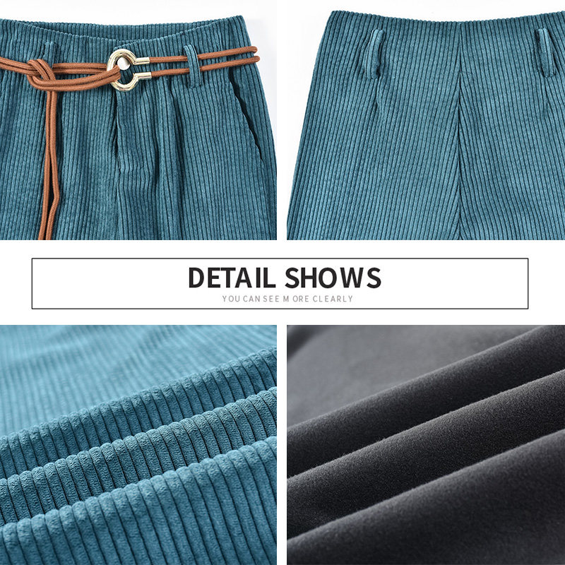 春秋条绒阔腿裤高腰垂感灯芯绒裤子 雪来赛奇休闲裤