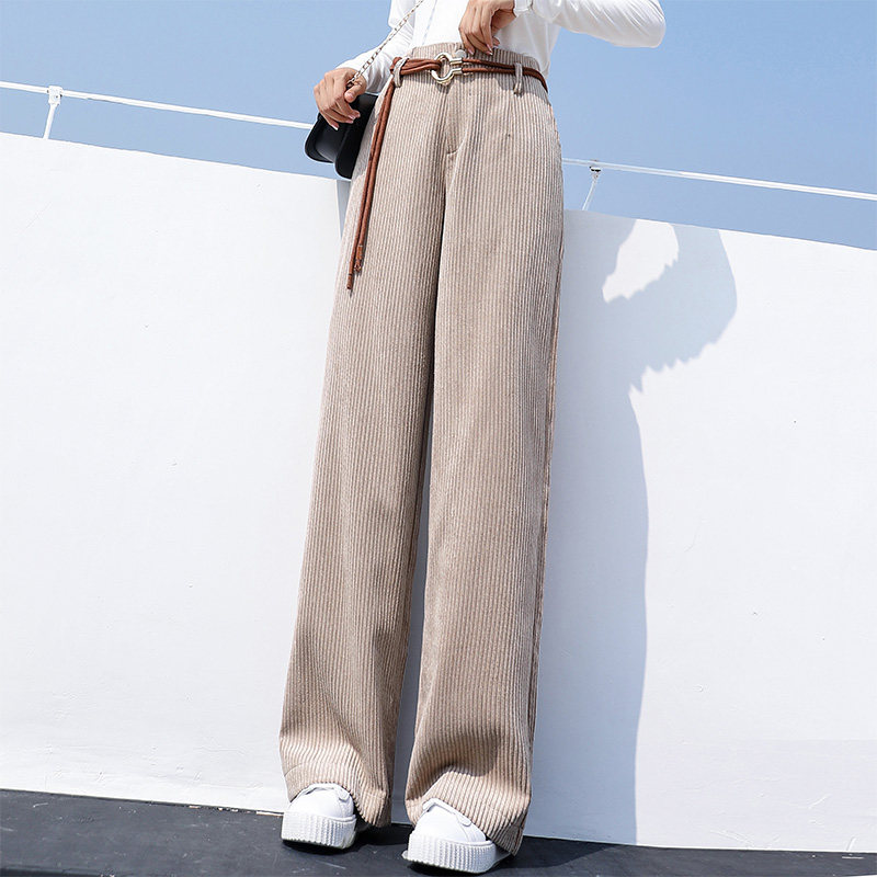 春秋条绒阔腿裤高腰垂感灯芯绒裤子 雪来赛奇休闲裤