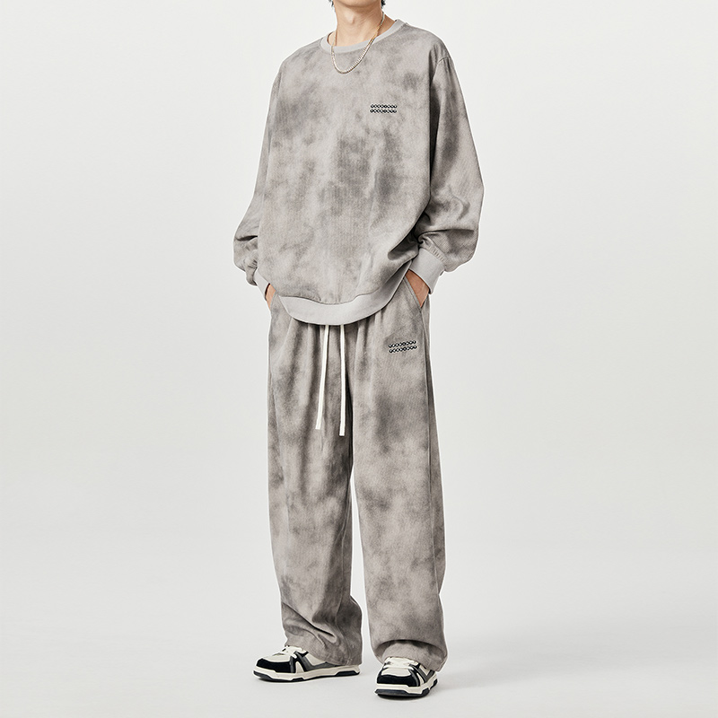 伟臣潮大码男款春秋休闲运动套装男胖子加大宽松卫衣卫裤男套装