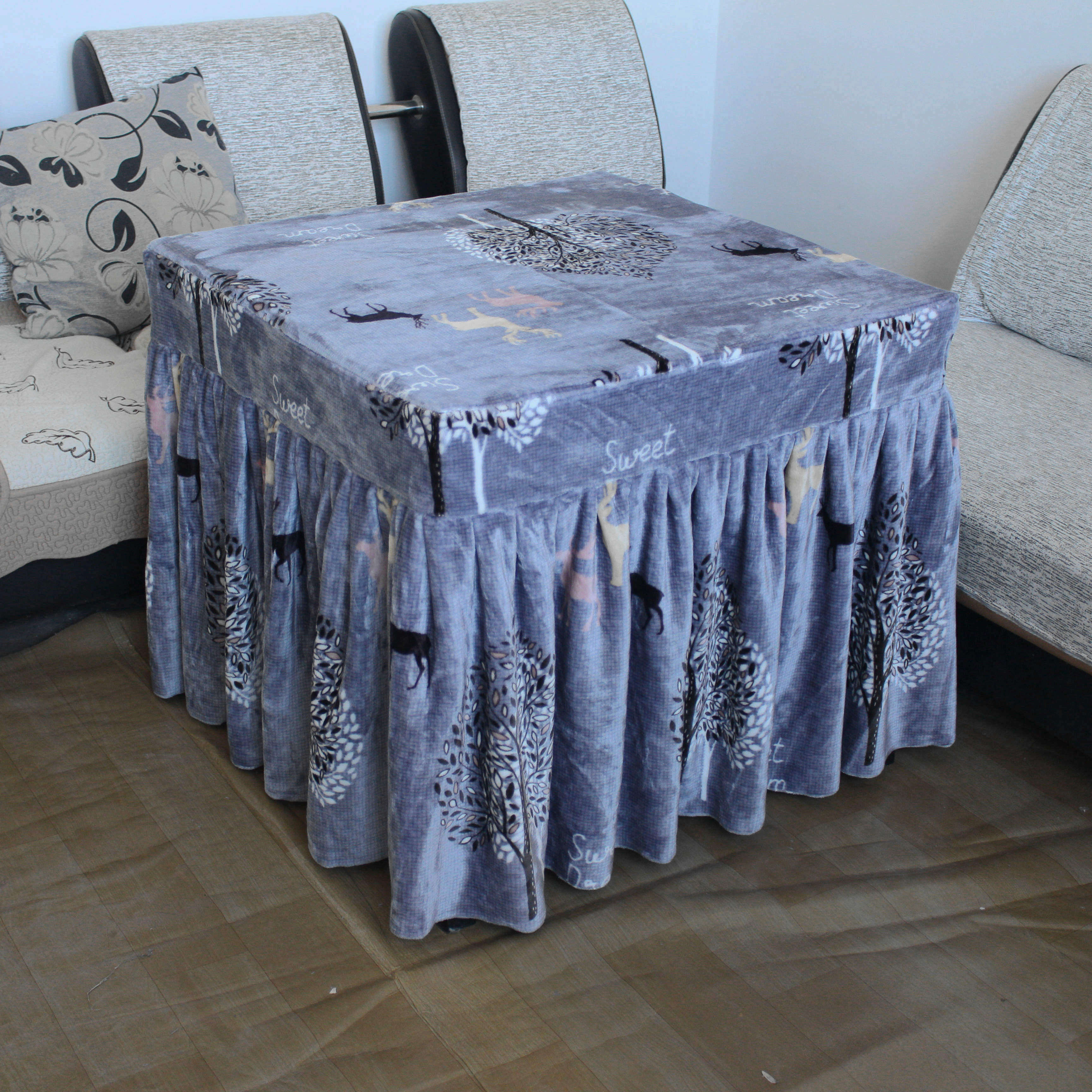 电烤炉套罩双面金貂绒烤火罩烤火被子茶几取暖桌布罩加绒加厚家用,淘宝优惠券,粉丝福利购,淘宝优惠卷