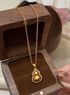纯银S925古法金葫芦项链中国风高级纯银葫芦百搭饰品颈链毛衣链女