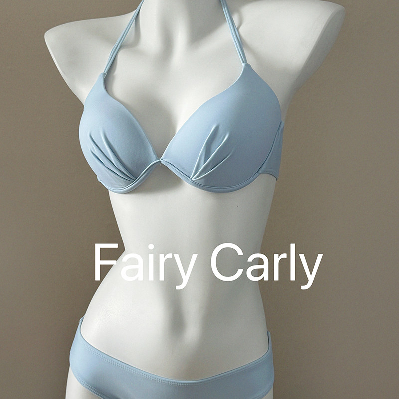 2025新款显白蓝色比基尼三件套针织长裙泡温泉性感显瘦分体泳衣女,淘宝优惠券,粉丝福利购,淘宝优惠卷