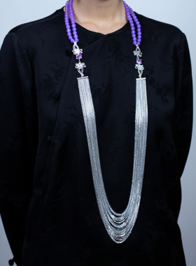 初午盘扣系列双鱼扣流苏长项链多种戴法小众气质新中式毛衣链