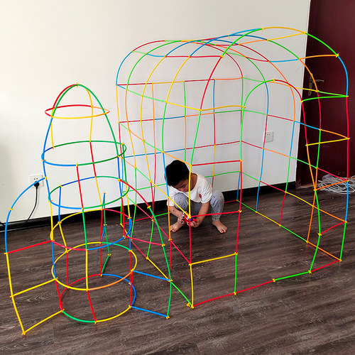 益趣软吸管积木魔法聪明棒构建拼插diy家庭学幼儿童玩具搭建益智 - 图0