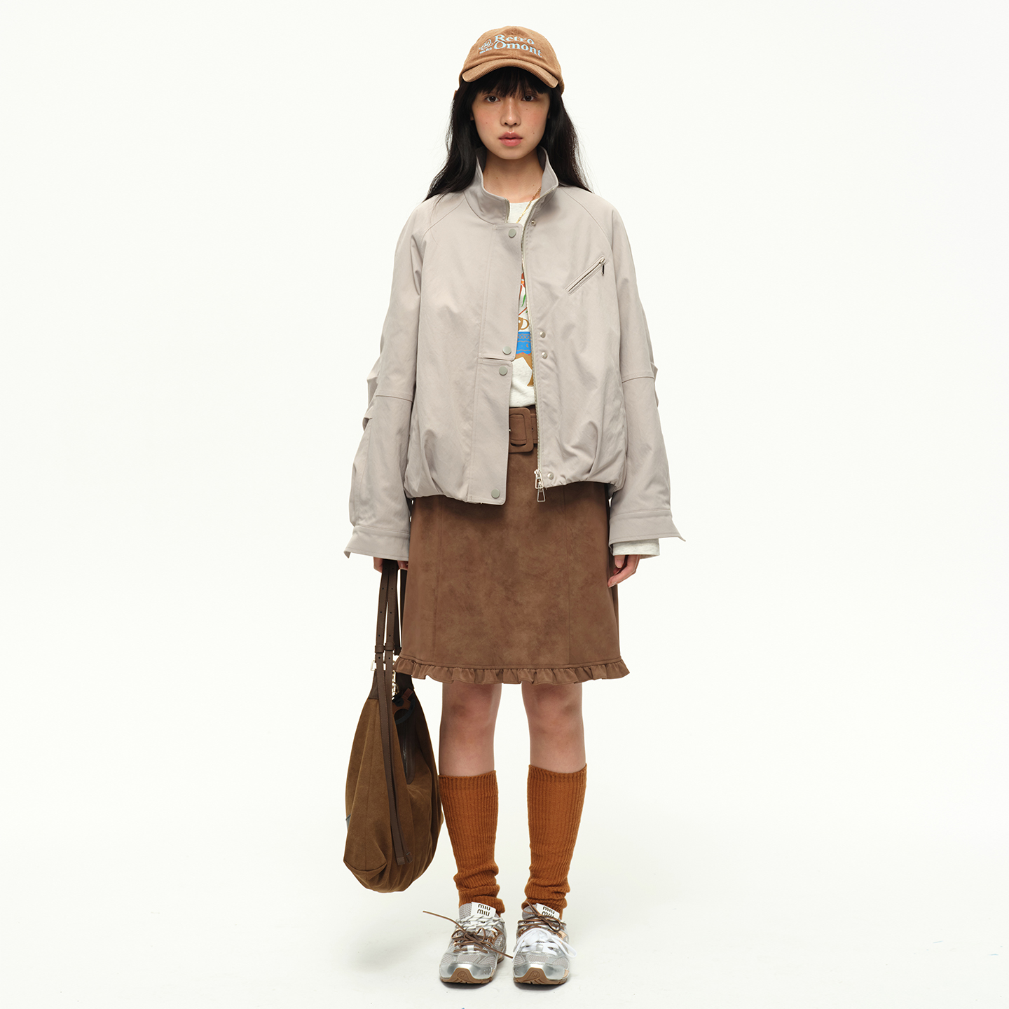 omont蛋挞家复古麂皮绒通勤休闲百搭秋冬新款单肩包腋下包 - 图1