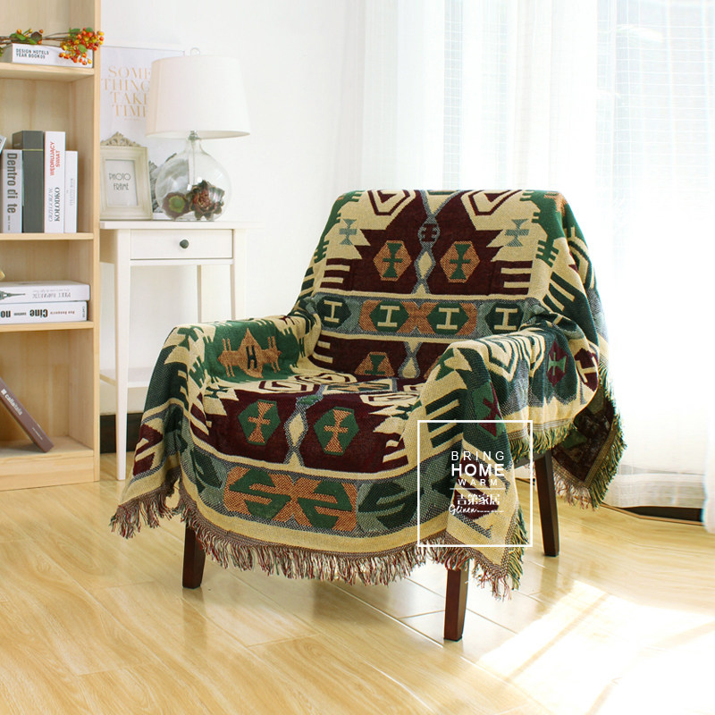 加厚棉线一片式沙发巾全盖布盖毯透气套罩民宿床尾巾装饰毯子四季,淘宝优惠券,粉丝福利购,淘宝优惠卷