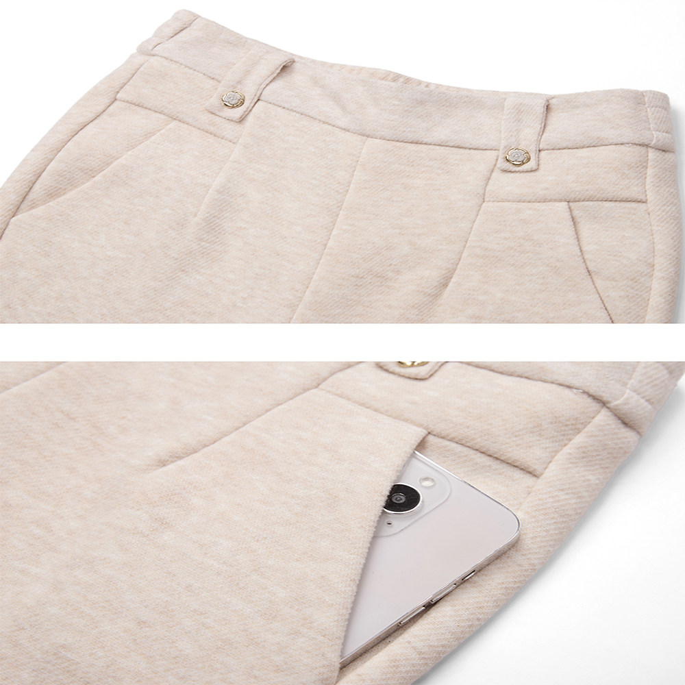 加绒加厚毛呢阔腿裤女窄版直筒裤冬季2025新款糯米裤高腰休闲裤子,淘宝优惠券,粉丝福利购,淘宝优惠卷