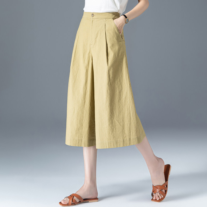 七分棉麻阔腿裤夏薄款新款休闲裤 凌丹娜休闲裤