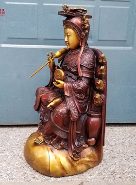 全铜地母元君铜像后土娘娘坐像后土夫人大地之母摆件铜雕定制