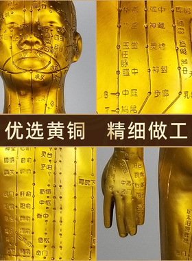 黄铜针灸全身经络穴位铜人摆件