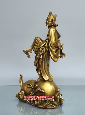纯铜降龙罗汉风水摆件