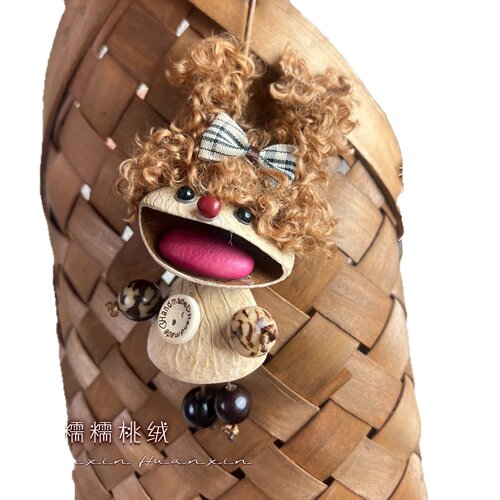 糯糯奶糖果壳风铃包挂件可爱呆萌卡通卷毛钥匙扣DIY手工搞怪配饰 - 图3