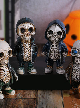 朋克装饰万圣节骷髅卡通公仔摆件