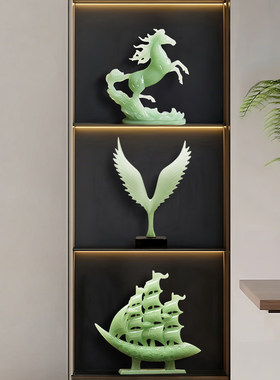 中式美学仿玉石年年有余锦鲤摆件