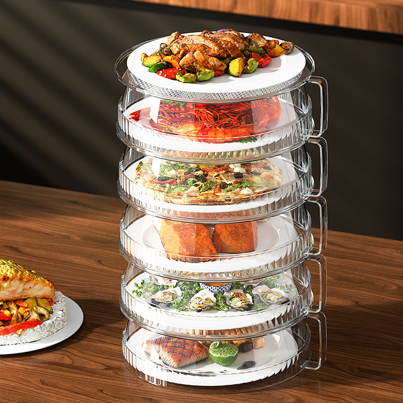 冰箱多层收纳盒厨房神器餐桌罩饭菜罩盖防尘保温遮剩菜食物收纳架 - 图0