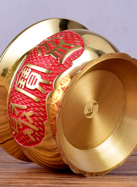 中式家用玄关客厅办公室店铺前台装饰摆件黄铜聚宝盆开业礼品包邮