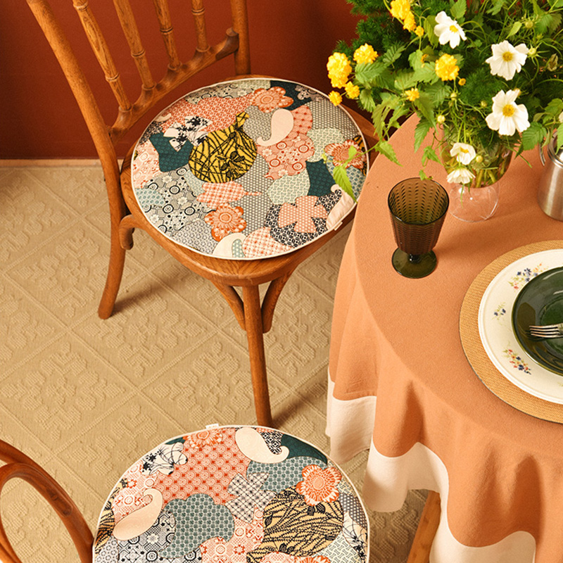 阳春小镇椅垫坐垫家用四季通用红木中式实木加厚餐椅防滑圆形座垫 - 图0