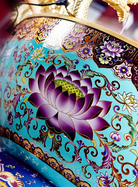 熙曼蒂九龙吐水佛诞沐浴盆景泰蓝