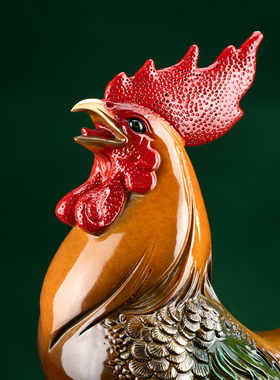 熙曼带大吉大利摆件黄铜打鸣公鸡新中式酒柜玄关店铺装饰开业礼物