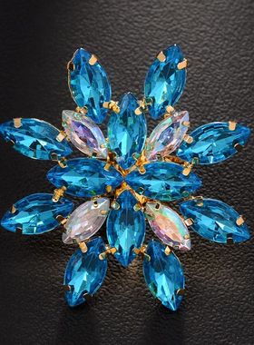 速卖通花形戒指夸张个性可调节水钻指环时尚配饰女ring