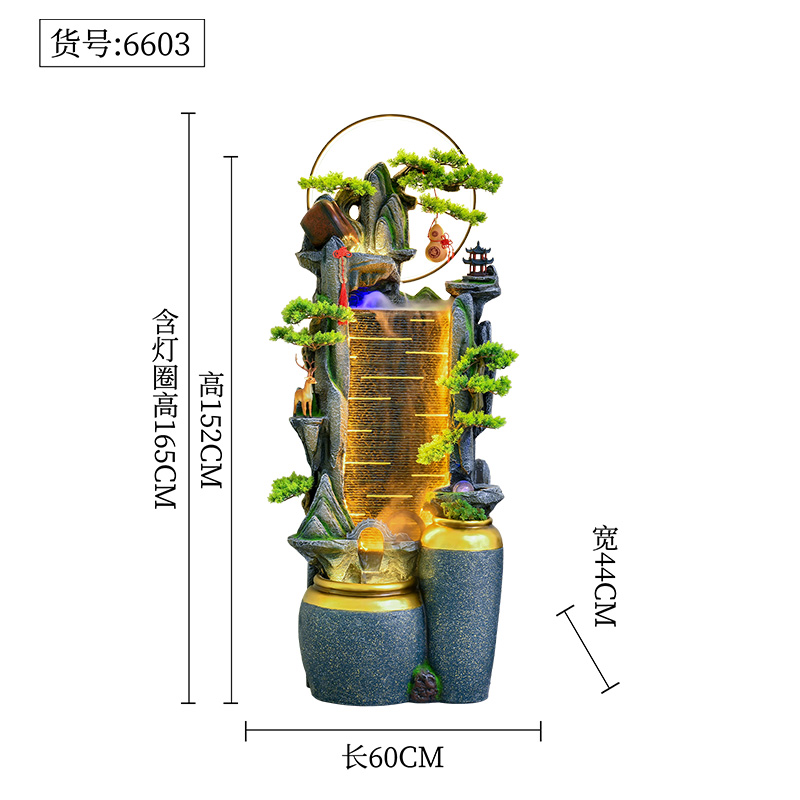 假山喷泉水景家庭风水流水摆件循环水客厅玄关落地装饰水幕墙屏风