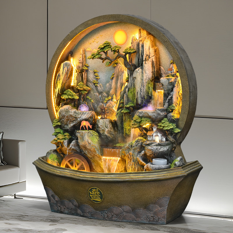 落地假山喷泉流水摆件水幕墙客厅玄关屏风景观阳台办公室招财装饰,淘宝优惠券,粉丝福利购,淘宝优惠卷