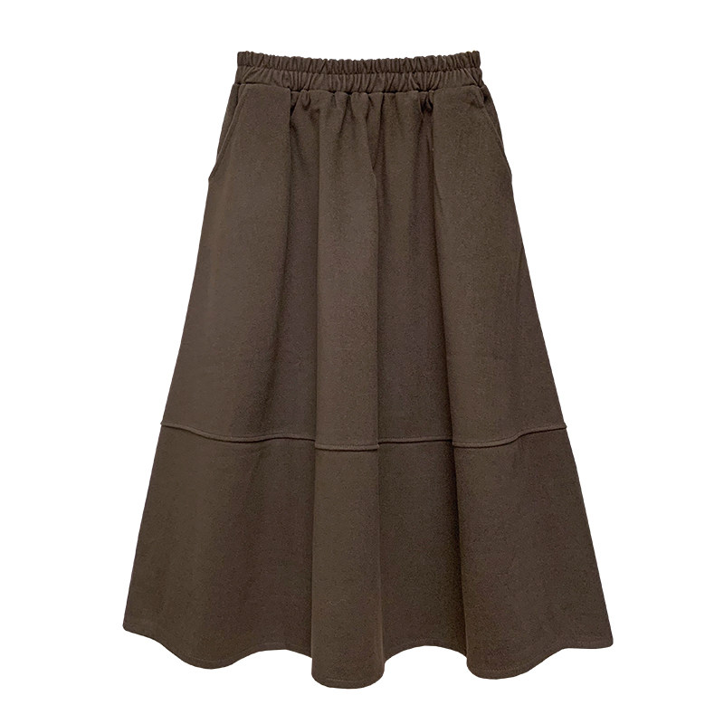 女秋2021新款高腰a字口袋配半身裙 意五分半身裙