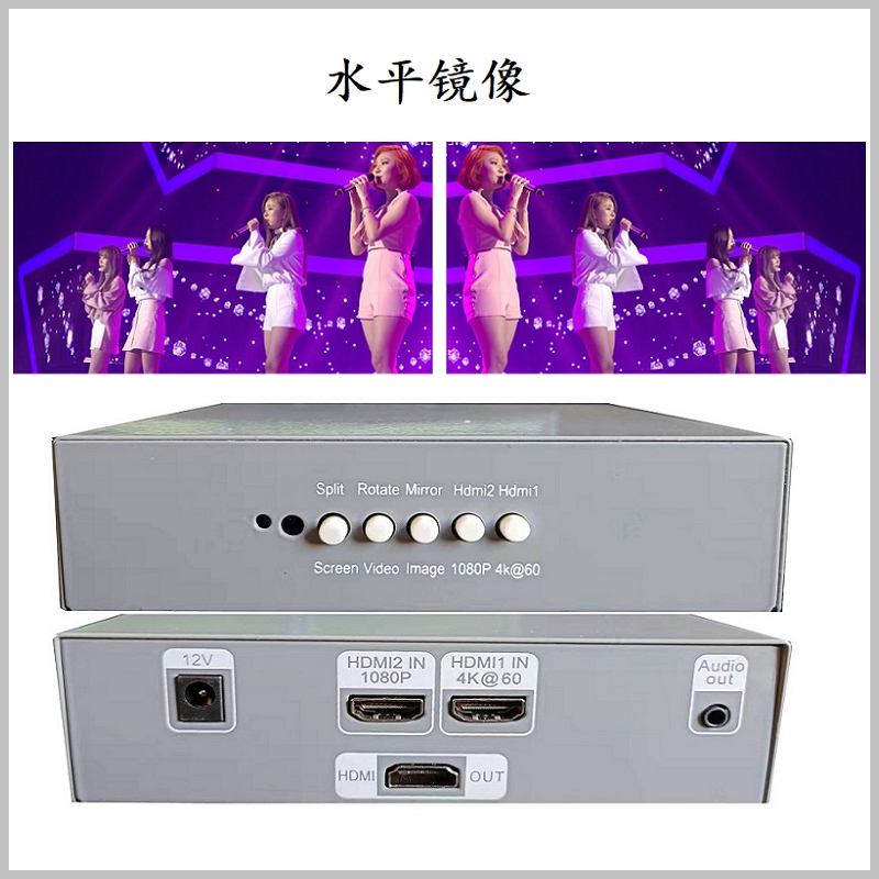 高端画面901827度视图翻旋转分频器HDMI竖屏幕上下水平左右镜像盒 - 图0