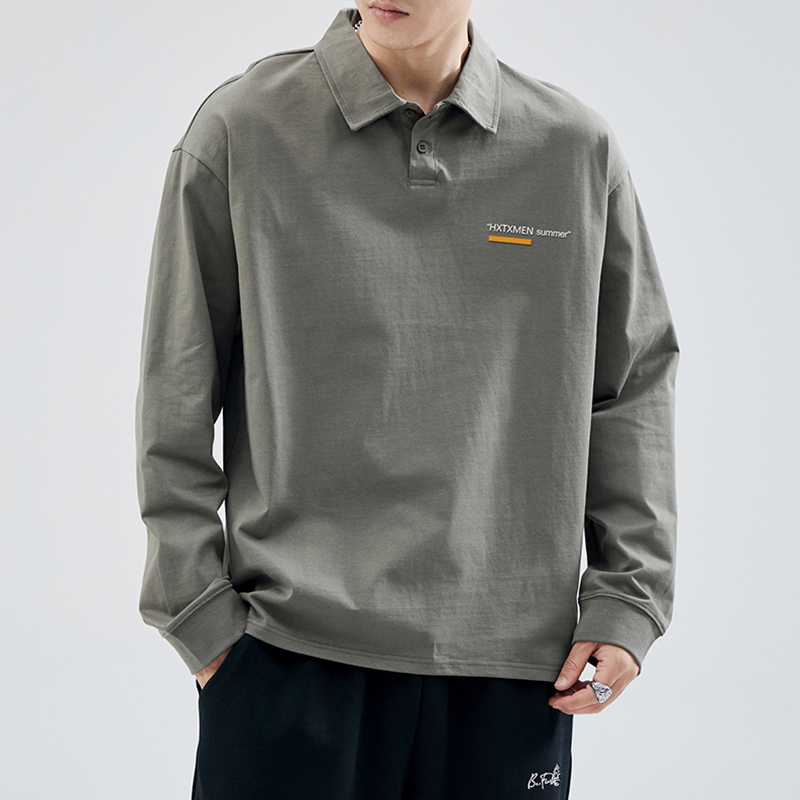 2025春季休闲Polo衫男纯棉翻领卫衣男士春秋宽松休闲长袖打底上衣 - 图3