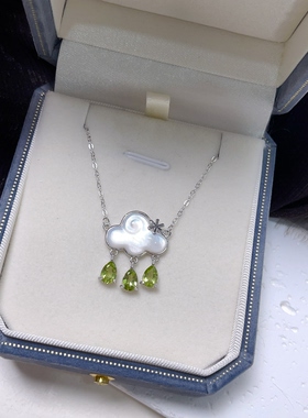 12.20【橄榄石透辉石吊坠】s925纯银吊坠项链女橄榄透辉礼物饰品