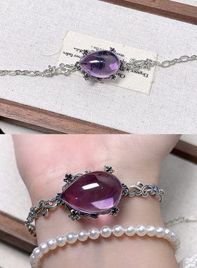 【孤品手链合集】s925纯银手链彩宝镶嵌紫水晶托帕黄水晶石榴石