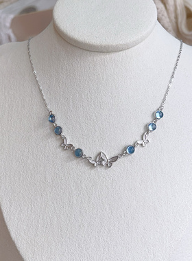 11.14更新【海蓝宝吊坠】新品s925纯银项链吊坠星球鱼尾锁骨链女