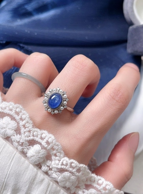 4.3【孤品戒指】s925纯银戒指坦桑石发晶紫龙晶茶晶黑金超指环