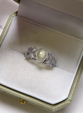 【葡萄石系列】s925纯银戒指天然葡萄石指环可调节女彩宝镶嵌礼物