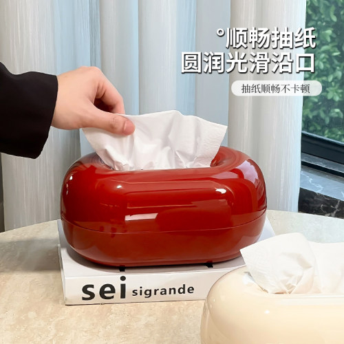 尊慕斯洞石纸巾盒客厅茶几轻奢高级感桌面装饰摆件抽纸盒餐巾纸盒 - 图0