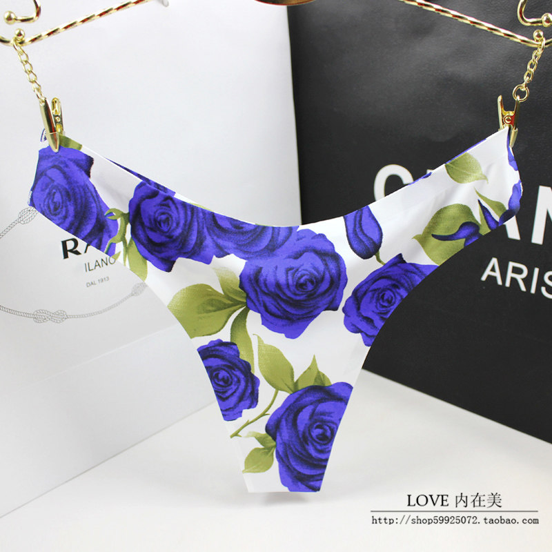 丁字裤女 一片式无痕冰丝t裤低腰性感豹纹健身瑜伽隐形透气薄内裤,淘宝优惠券,粉丝福利购,淘宝优惠卷