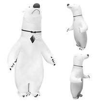 Shake-in-the-style Inflatable Great White Bear Puppets Costume Cartoon Walkable Live Tennis Red Polar Bear Performance Doll Costume