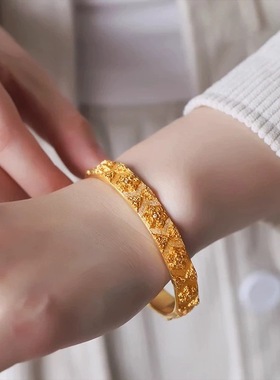 宝相繁花开口沙金手镯女