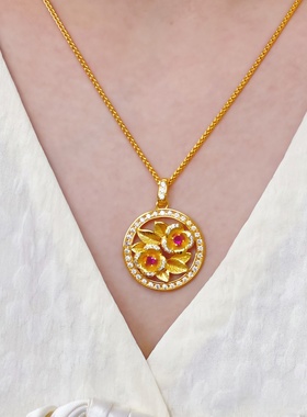 新中式国风玫瑰花吊坠女