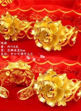 新款镀黄金花朵项链牡丹花仿真金项链金店橱窗摆设饰品龙凤镯