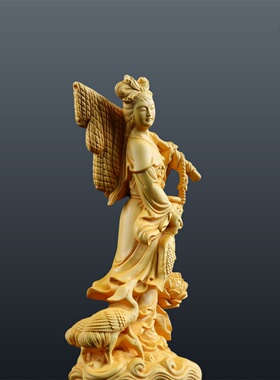 人物摆件弥勒佛渔翁黄杨木雕古风