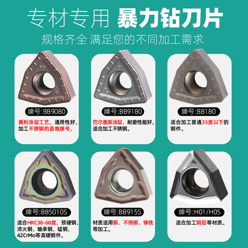 U钻专用刀片wc暴力钻桃型数控刀粒wcmx030208铜铝木用刀头多边形 - 图2