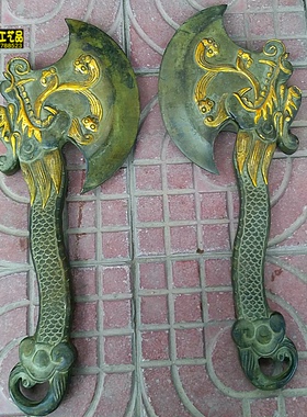 青铜鎏金铜斧头摆件铜器