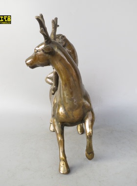 铜器纯铜一鹿发财铜像高官厚禄铜猴梅花鹿铜器铜雕工艺摆件定做