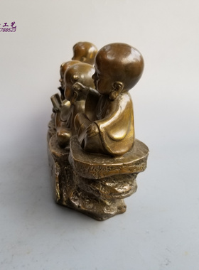 铜器铜琴棋书画四童子书童茶童铜器家居风水佛具工艺品摆件装饰