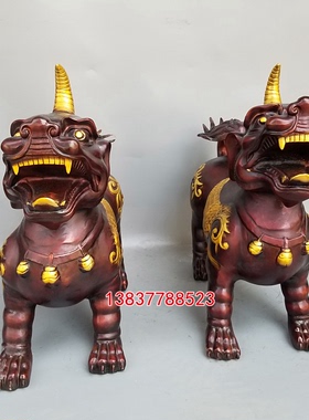 铜貔貅独角兽朝天吼瑞兽铜器